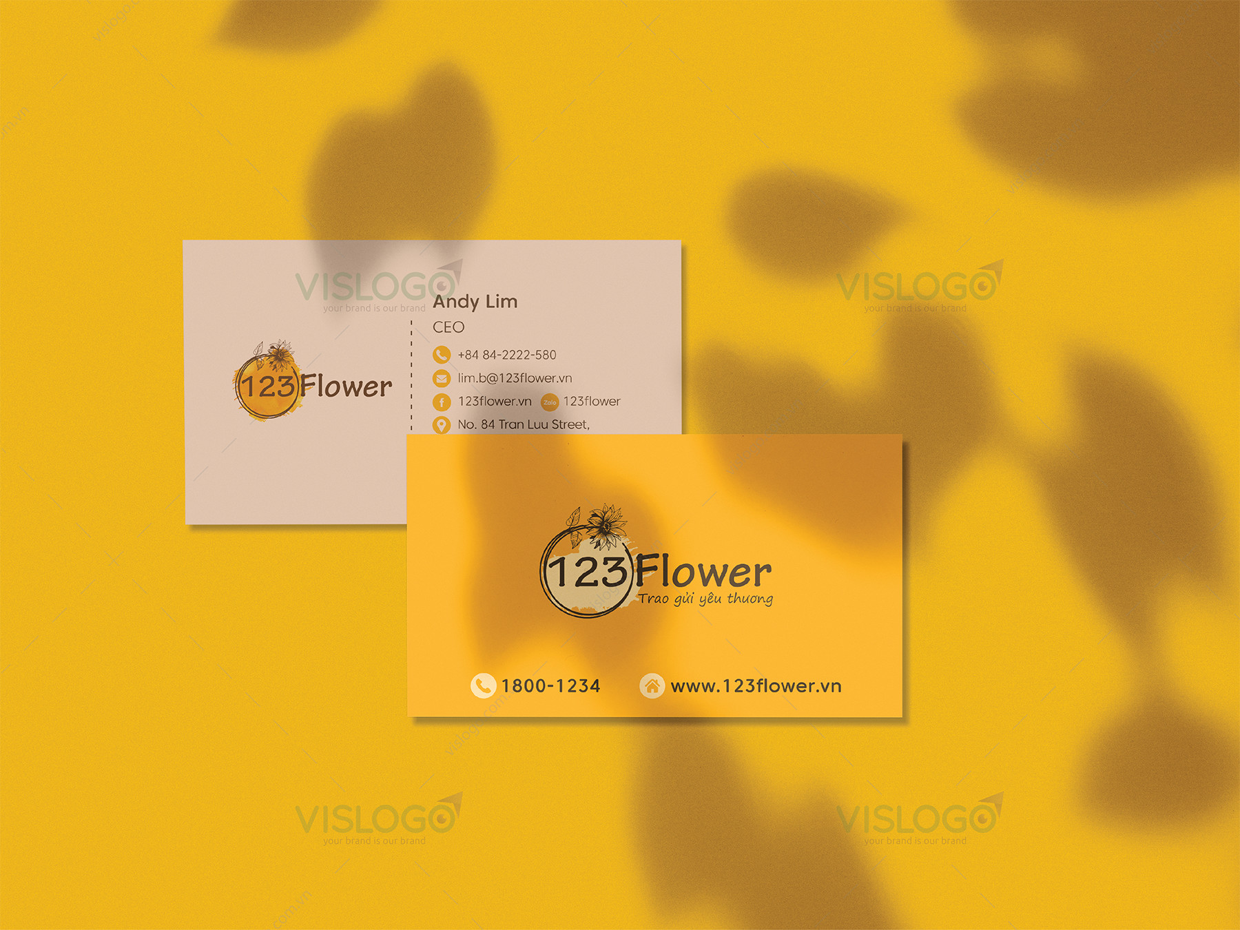 Thiết kế logo, nhận diện thương hiệu hệ thống hoa tươi 123Flower.vn