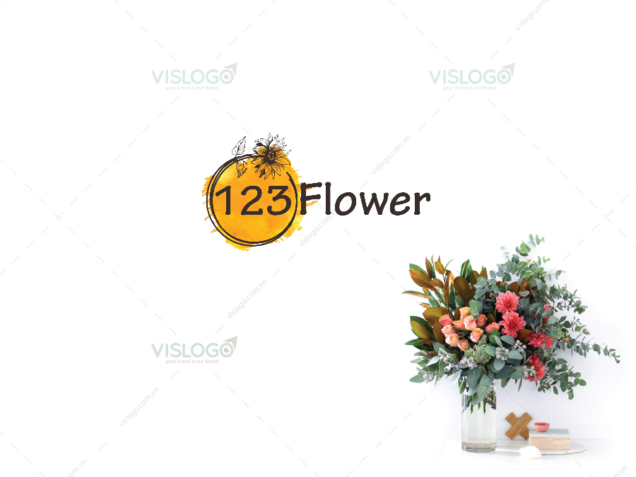 Thiết kế logo, nhận diện thương hiệu hệ thống hoa tươi 123Flower.vn
